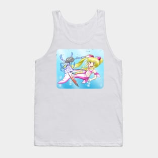 Mermaid swimming with Crab Tank Top